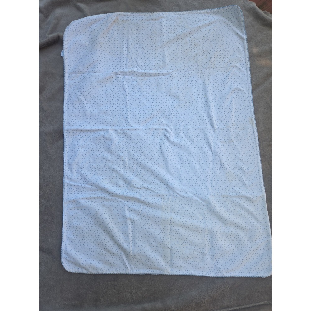 Amy Coe Baby Blanket  Blue White Stars Cotton Reversible 27"x38"  *Damage